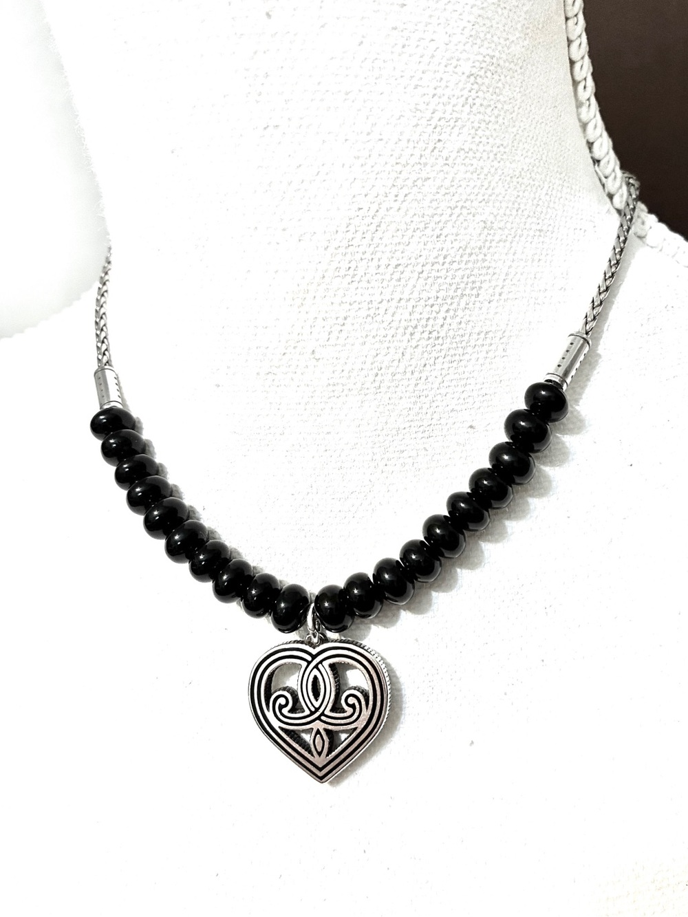 Brighton Heart Pendant Black Bead Necklace